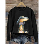 Dog Print Graphic Sweatshirt Crew Neck