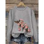 Dog Print Graphic Sweatshirt Crew Neck