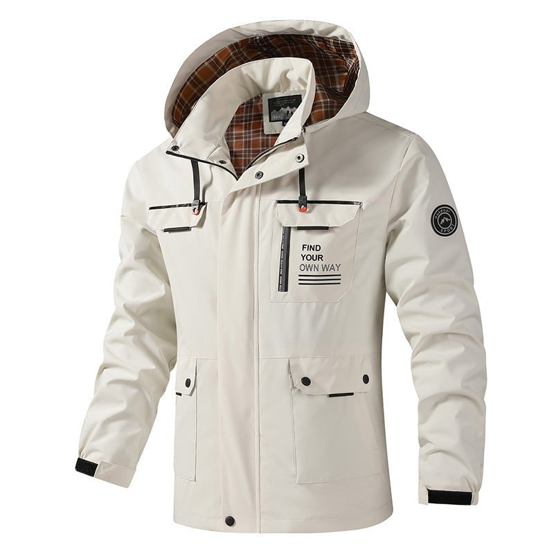 Veste coupe-vent à capuche, poches avant zippées