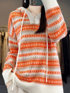Fair Isle Hooded Sweater Drawstring