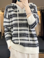 Fair Isle Hooded Sweater Drawstring
