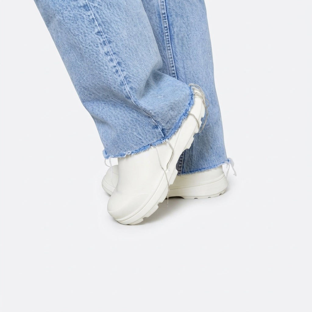 Sneakers chaussettes à enfiler, cheville côtelée