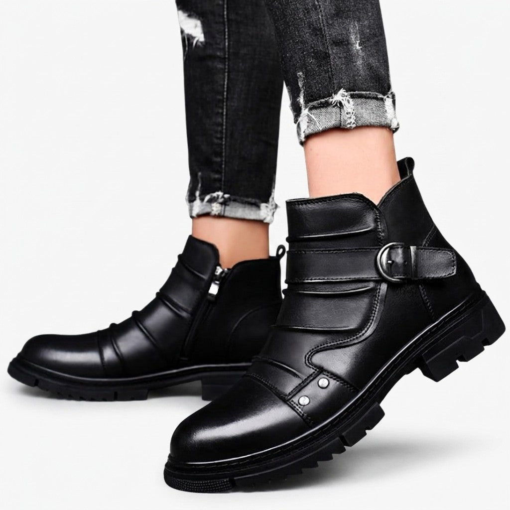Low Heel Biker Boots