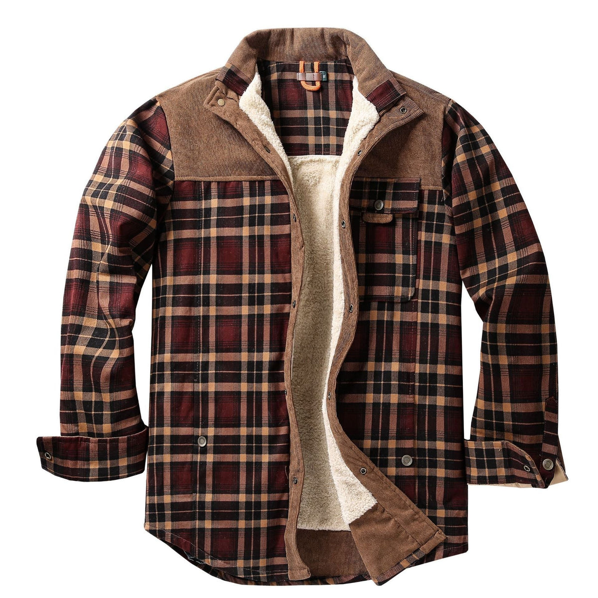 Sherpa Lined Flannel Shacket Chest Pocket