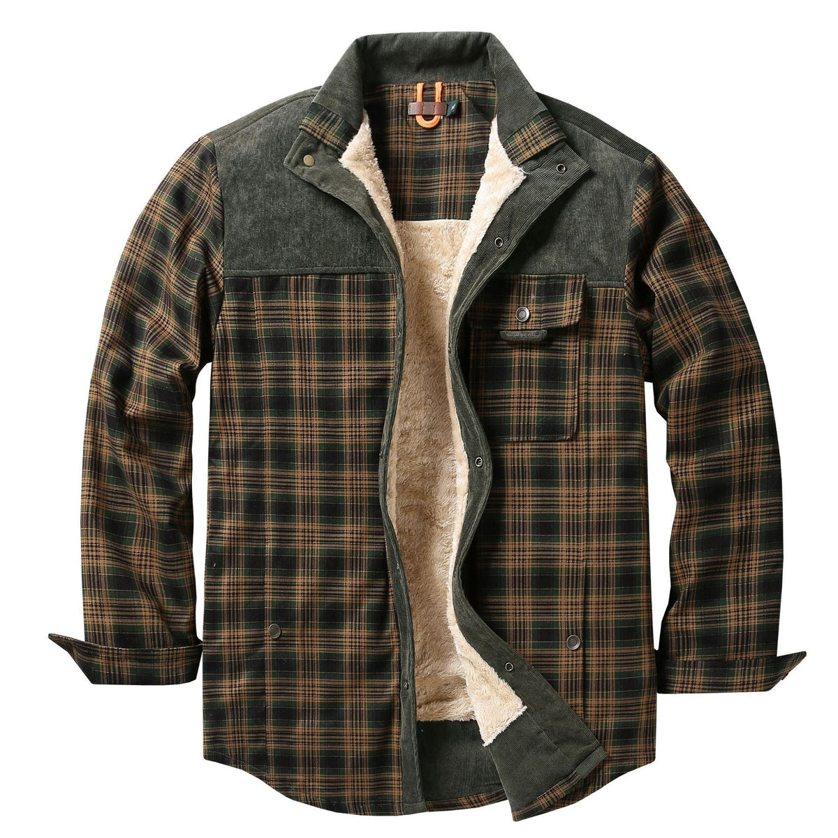 Surchemise en flanelle doublée sherpa avec poche poitrine
