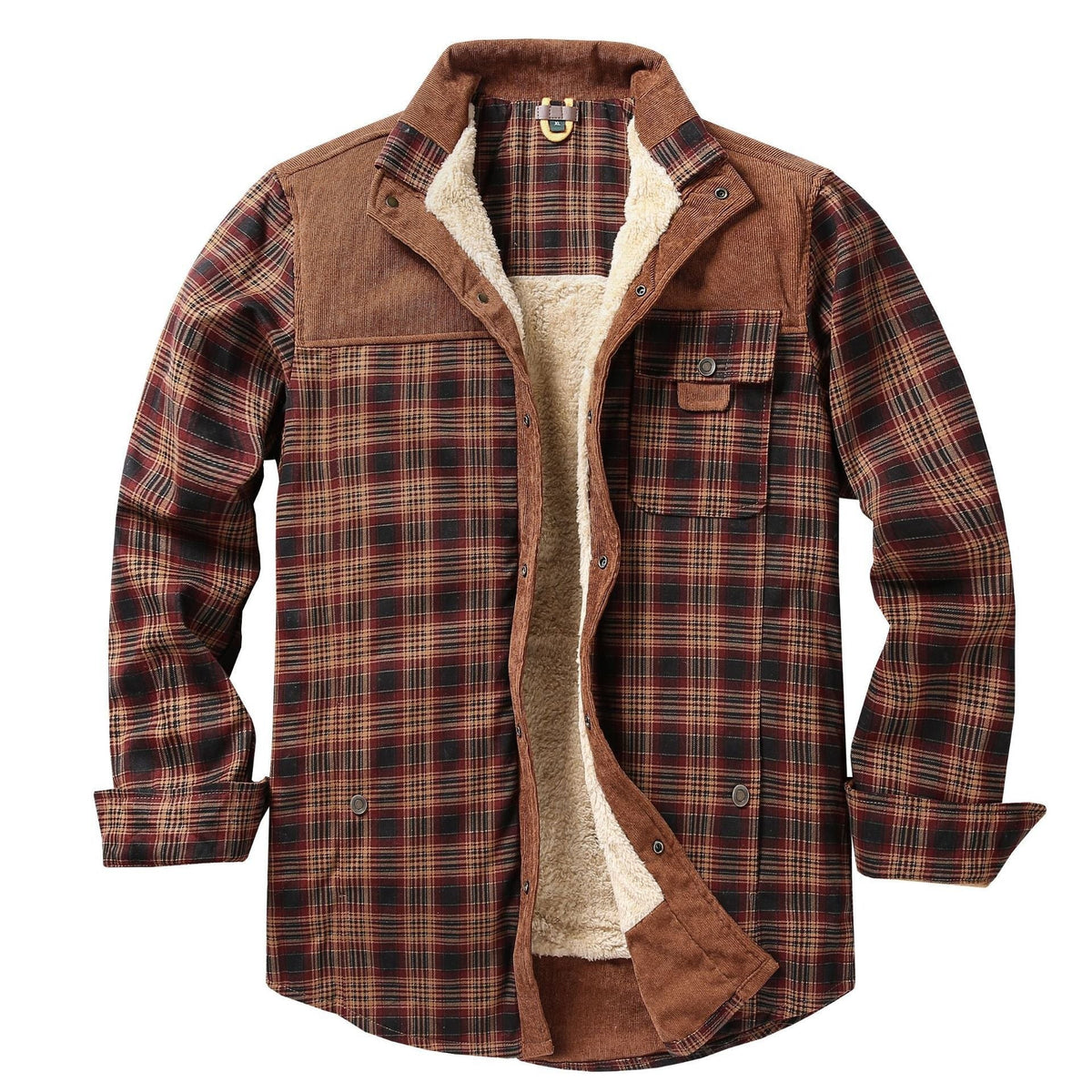 Surchemise en flanelle doublée sherpa avec poche poitrine
