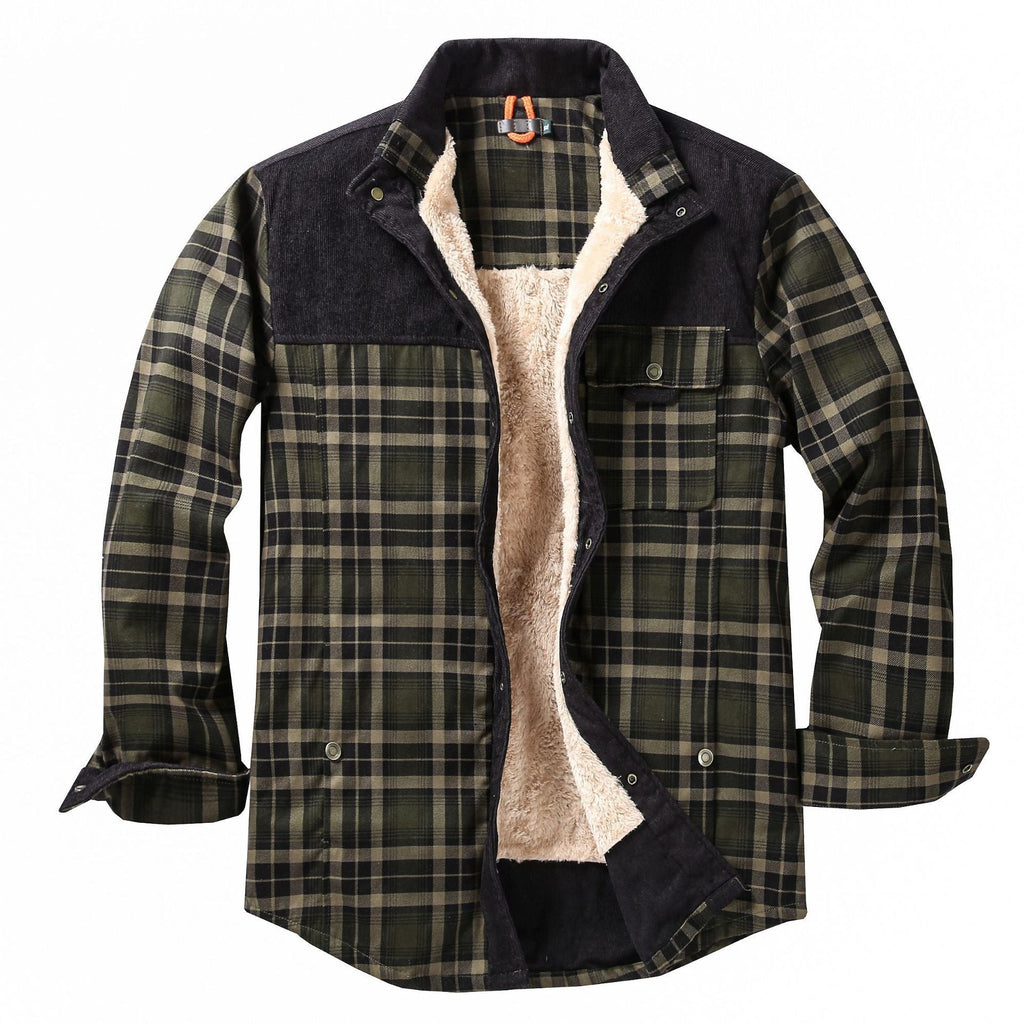 Sherpa Lined Flannel Shacket Chest Pocket