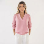 V Neck Wrap Sweater Ribbed Cuffs
