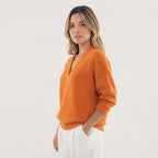 V Neck Wrap Sweater Ribbed Cuffs