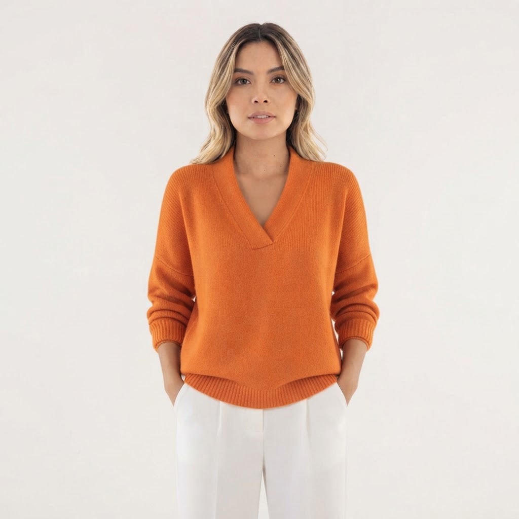 V Neck Wrap Sweater Ribbed Cuffs