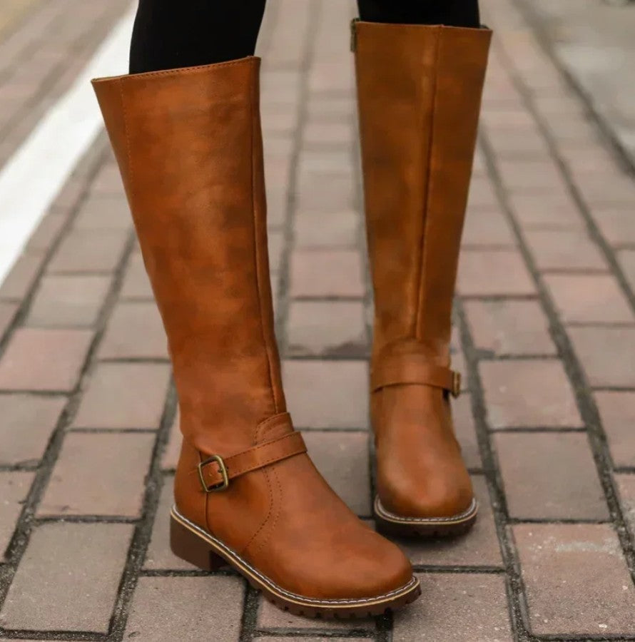 Block Heel Knee High Boots