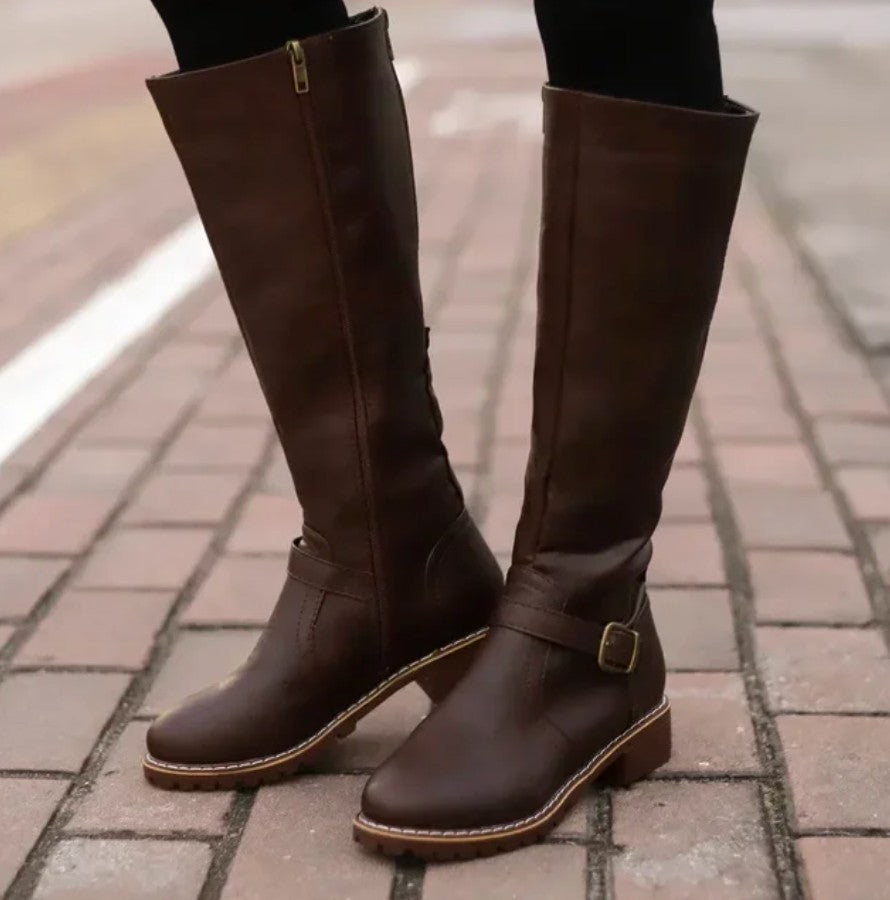 Block Heel Knee High Boots