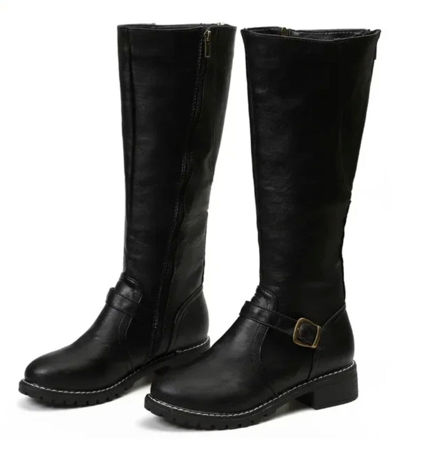 Block Heel Knee High Boots