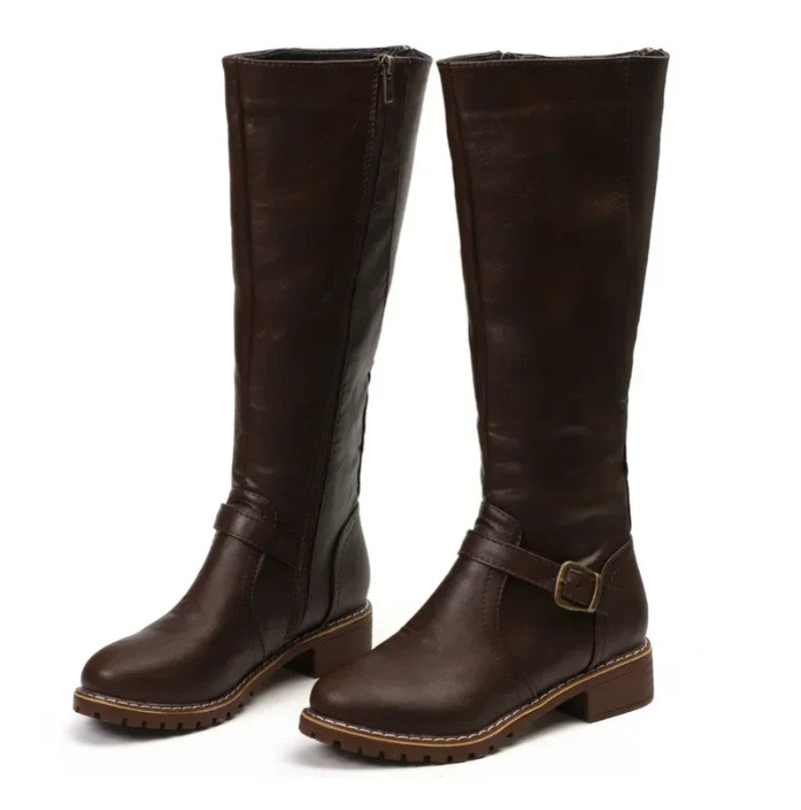 Block Heel Knee High Boots