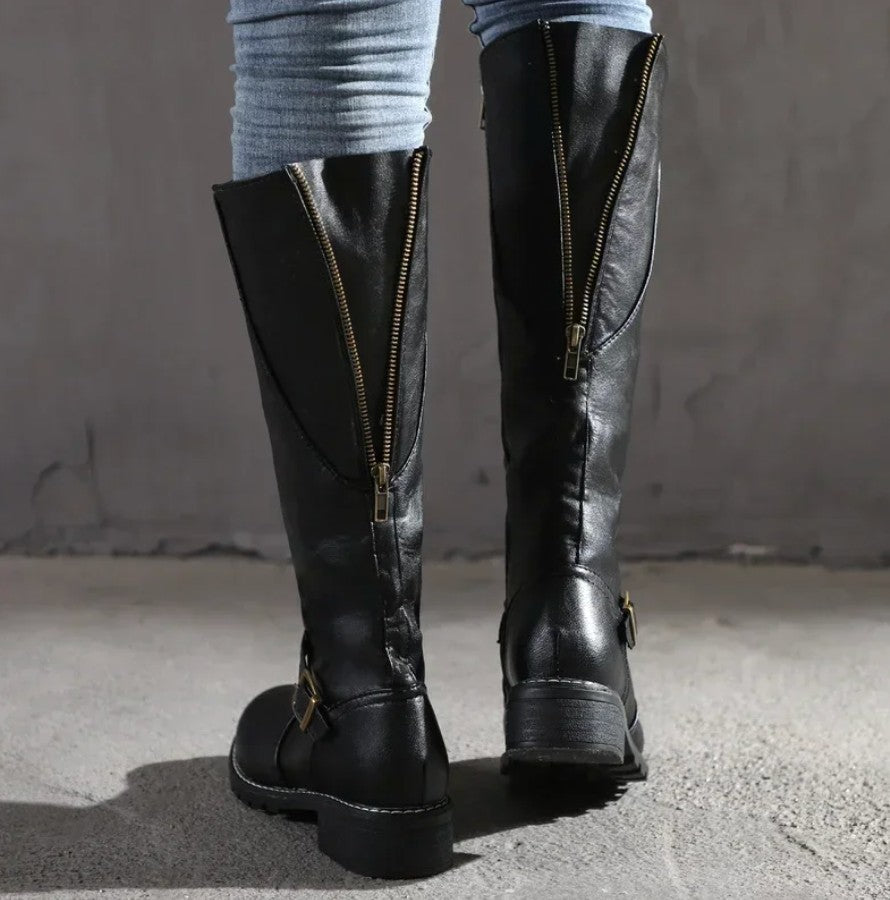 Block Heel Knee High Boots
