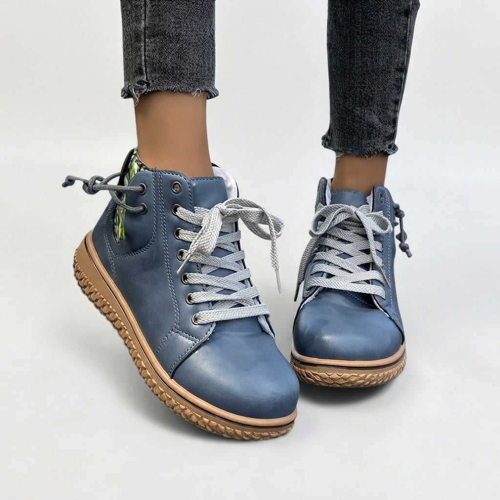 Lace Up Combat Ankle Boots Round Toe