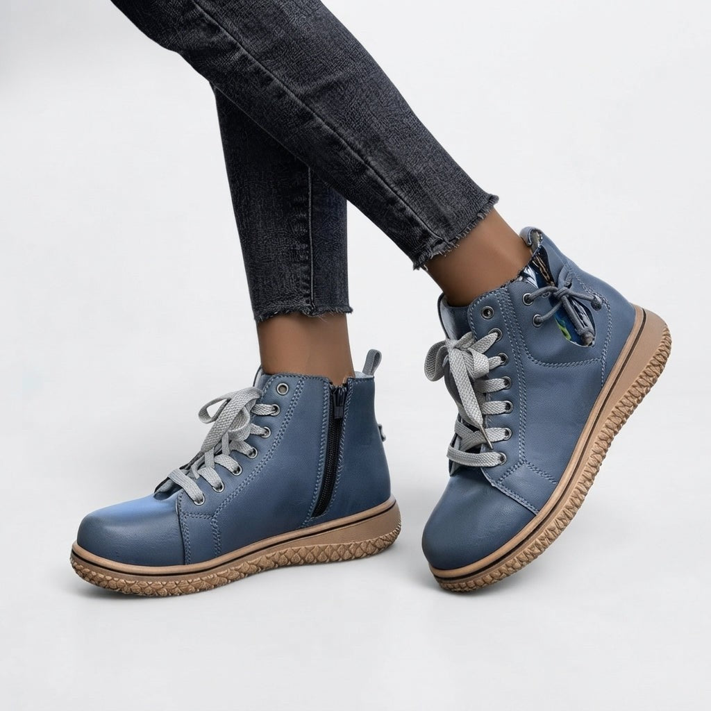 Lace Up Combat Ankle Boots Round Toe