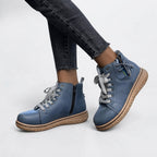 Lace Up Combat Ankle Boots Round Toe