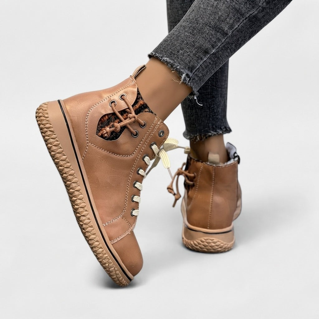Lace Up Combat Ankle Boots Round Toe
