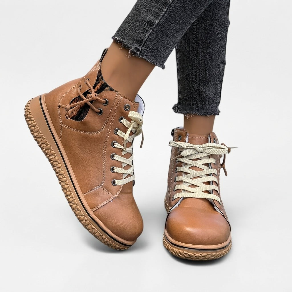 Lace Up Combat Ankle Boots Round Toe