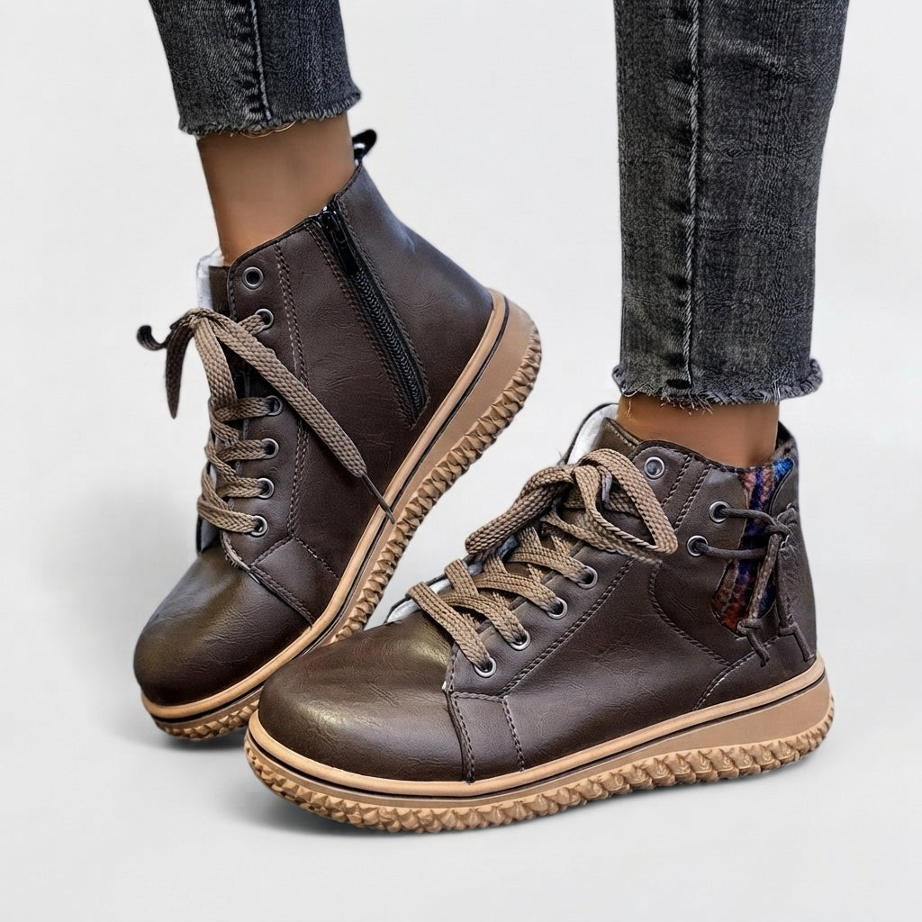 Lace Up Combat Ankle Boots Round Toe