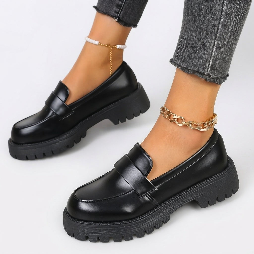 Chunky Platform Loafers Lug Sole