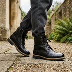 Botas de Combate con Cordones y Cremallera Lateral