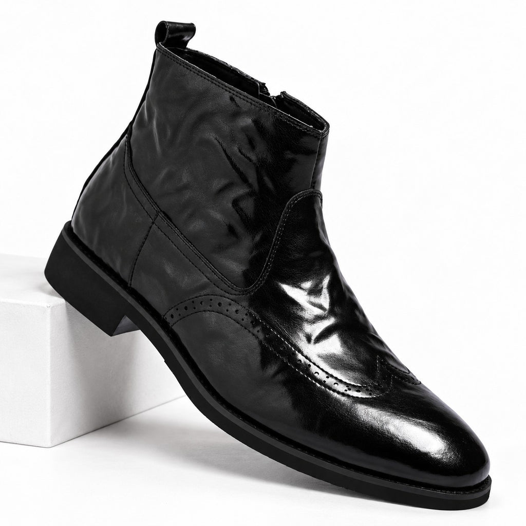 Botines Brogue Wingtip con Cremallera Lateral