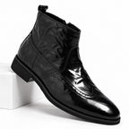 Botines Brogue Wingtip con Cremallera Lateral