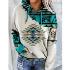 Aztec Western Graphic Hoodie Kangaroo Pocket