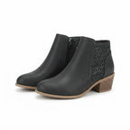 Bottines à talon carré avec découpes et fermeture éclair latérale