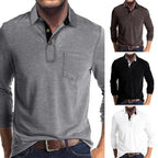 Long Sleeve Polo Shirt Chest Pocket