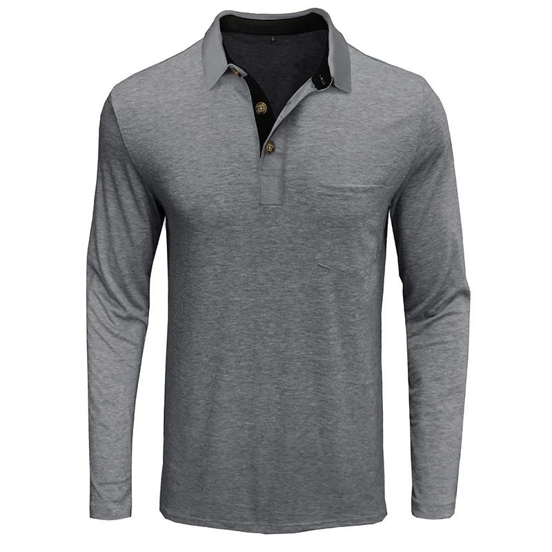 Long Sleeve Polo Shirt Chest Pocket