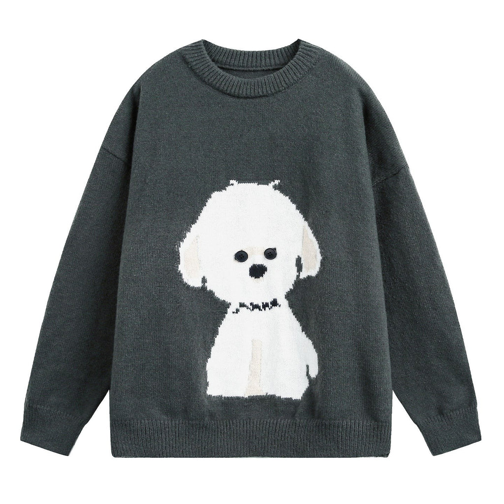 Jersey Oversized de cuello redondo con gráfico de perro