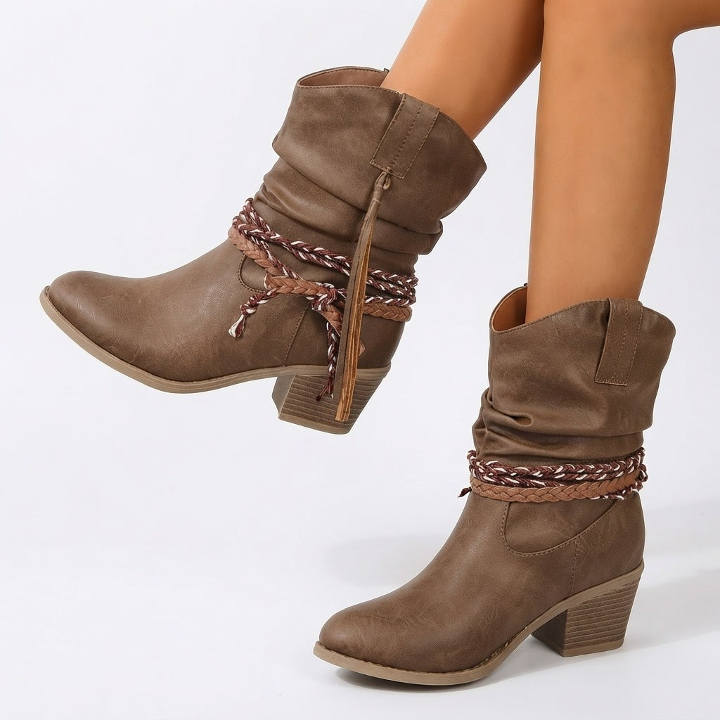 Slouch Ankle Boots Block Heel