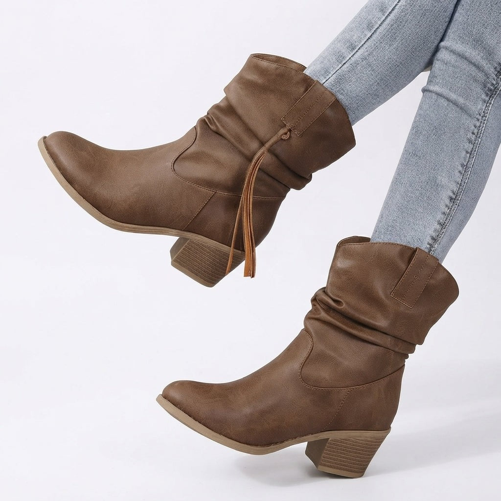Slouch Ankle Boots Block Heel