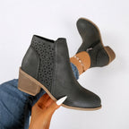 Cut Out Ankle Booties Block Heel