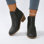 Cut Out Ankle Booties Block Heel