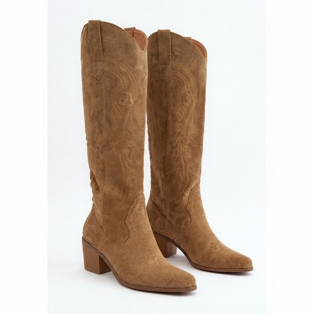 Cowboy Western Boots Embroidered Knee High