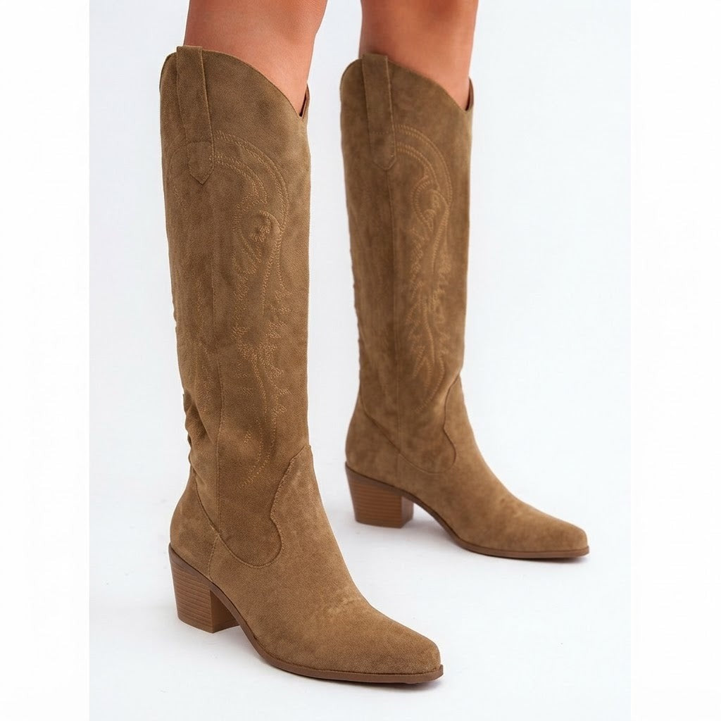 Cowboy Western Boots Embroidered Knee High