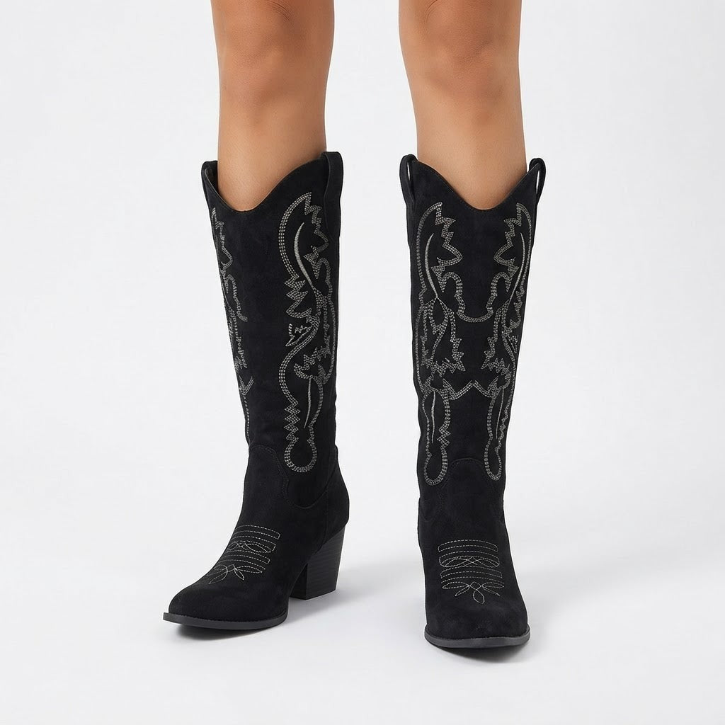 Cowboy Western Boots Embroidered Knee High