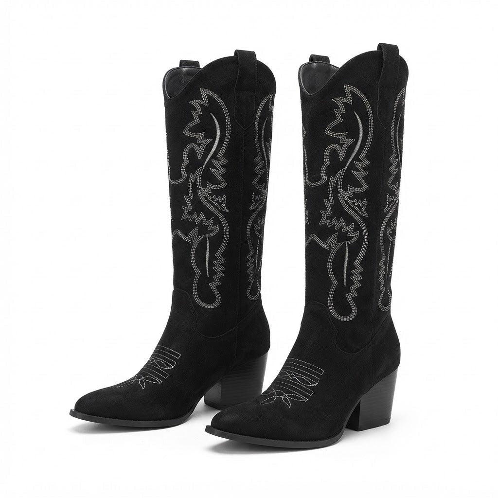 Cowboy Western Boots Embroidered Knee High
