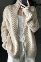 Veste cardigan Sweater à fermeture éclair torsadée Oversized