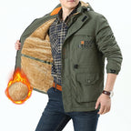 Chaqueta con capucha de tejido borg