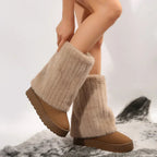 Fluffy Faux Fur Ankle Boots Flat Sole