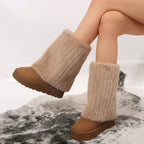 Fluffy Faux Fur Ankle Boots Flat Sole