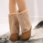 Fluffy Faux Fur Ankle Boots Flat Sole
