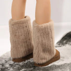 Fluffy Faux Fur Ankle Boots Flat Sole
