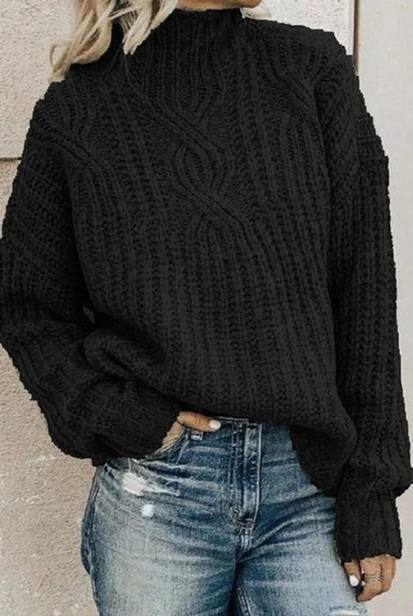 Cable Turtleneck Sweater Oversized