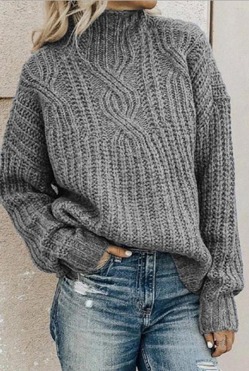 Cable Turtleneck Sweater Oversized